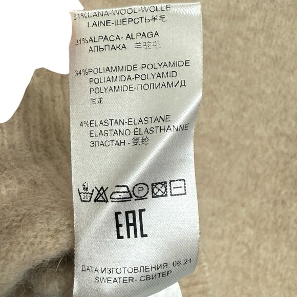 Pietro‎ Brunelli Milano Size S Button Up Crop Cardigan Sweater Tan Wool Alpaca - Picture 9 of 11